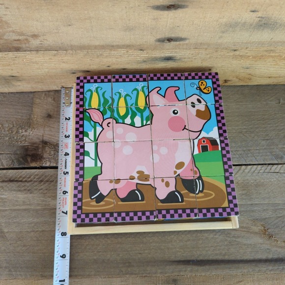 Melissa & Doug - Wooden Cube Puzzle - Create 6 Farm Scenes - 16 Pieces - ages 3+ - Picture 7 of 7